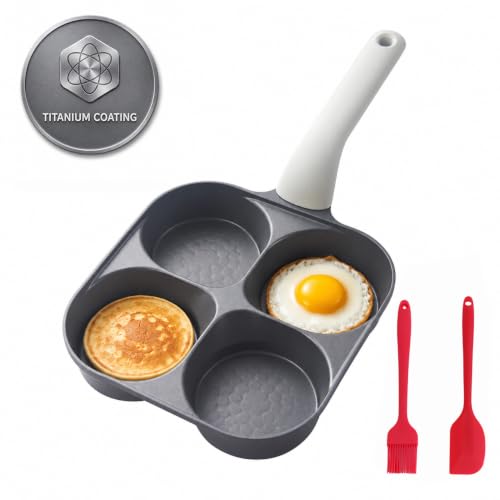 Nkove 4 Cup Egg Pan Nonstick Breakfast Pan with 4 Holes for Pancakes