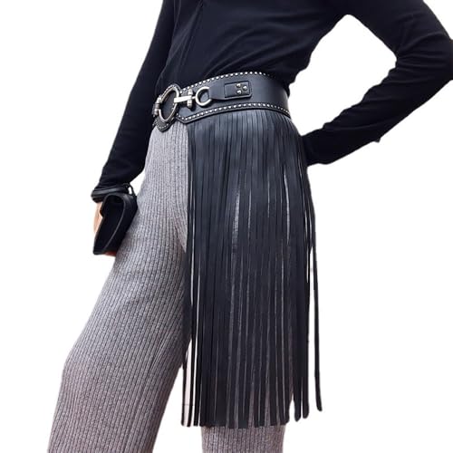 ITODA Women Punk Tassel Belt Fringe Wide Western Skirt Retro Viking Costume Waist Band3