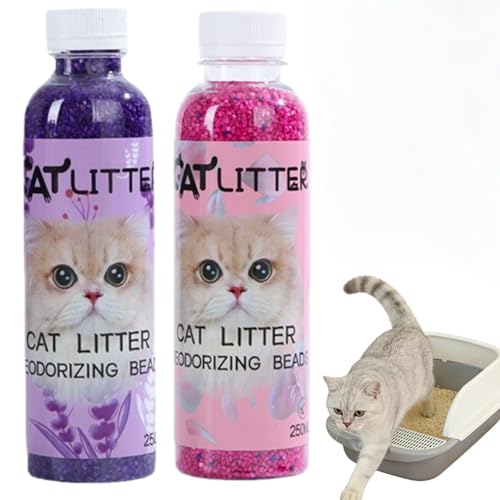 2PCS 250ML Cat Litter Box Deodorant Odour Deodorizer Freshener for Cats Cat Litter Smell Eliminator Long Lasting Odour Eliminator for Cat Litter Plant-Based Odor Eliminator for Cat#Rose and Lavender