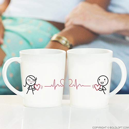 Boldloft 6HTT04-167P Love You Every Beat Of My Heart Couple Coffee Mugs-Valentines Mug Set I Love You Mugs thumb #1