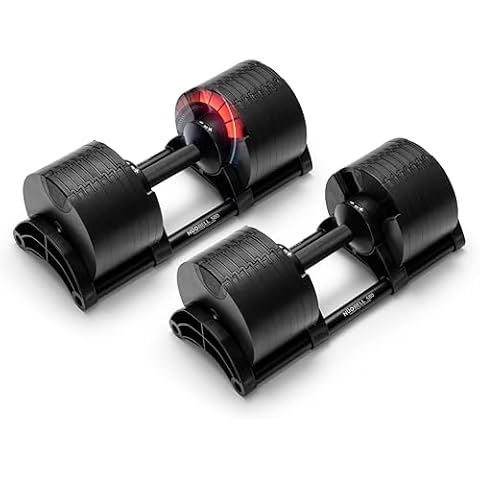 NUOBELL Adjustable Dumbbell Pair 5-80 lbs : the Adjustable Dumbbells and Free Weights You've Always Wanted for Home Gym, Weight Benches and Dumbbell Exercise. Ships as 2 Packages. (Total Black) Cover