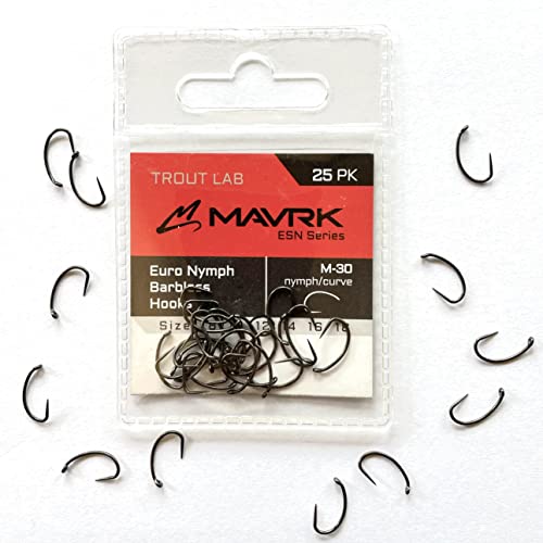 Mavrk Fly Fishing Euro Nymph Competition Barbless Hooks 25 Pack for Fly Tying Black Nickel Coating Strong Durable chemically sharpened Jig Curve Nymph and Streamer Style Mavrk Fly Fishing Euro Nymph Competition Barbless Hooks 25 Pack for Fly Tying Black Nickel Coating Strong Durable chemically sharpened Jig Curve Nymph and Streamer Style
