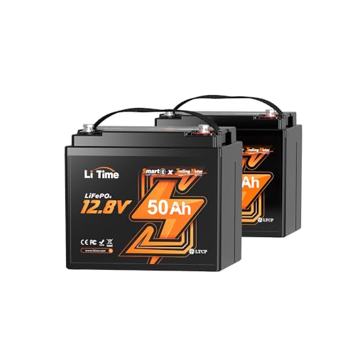 Image of LiTime 12V 50Ah LiFePO4 Lithium Trolling Motors Battery, 4000+ Deep Cycle Bluetooth Marine Battery with Low-Temp Protection, EV-Grade Cells & Smart 50A BMS, Perfect for Fishing Finder, Yacht (2Pack)