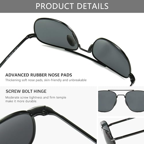 Image of SUNGAIT Men's Military Style Polarized Pilot Aviator Sunglasses - Bayonet Temples