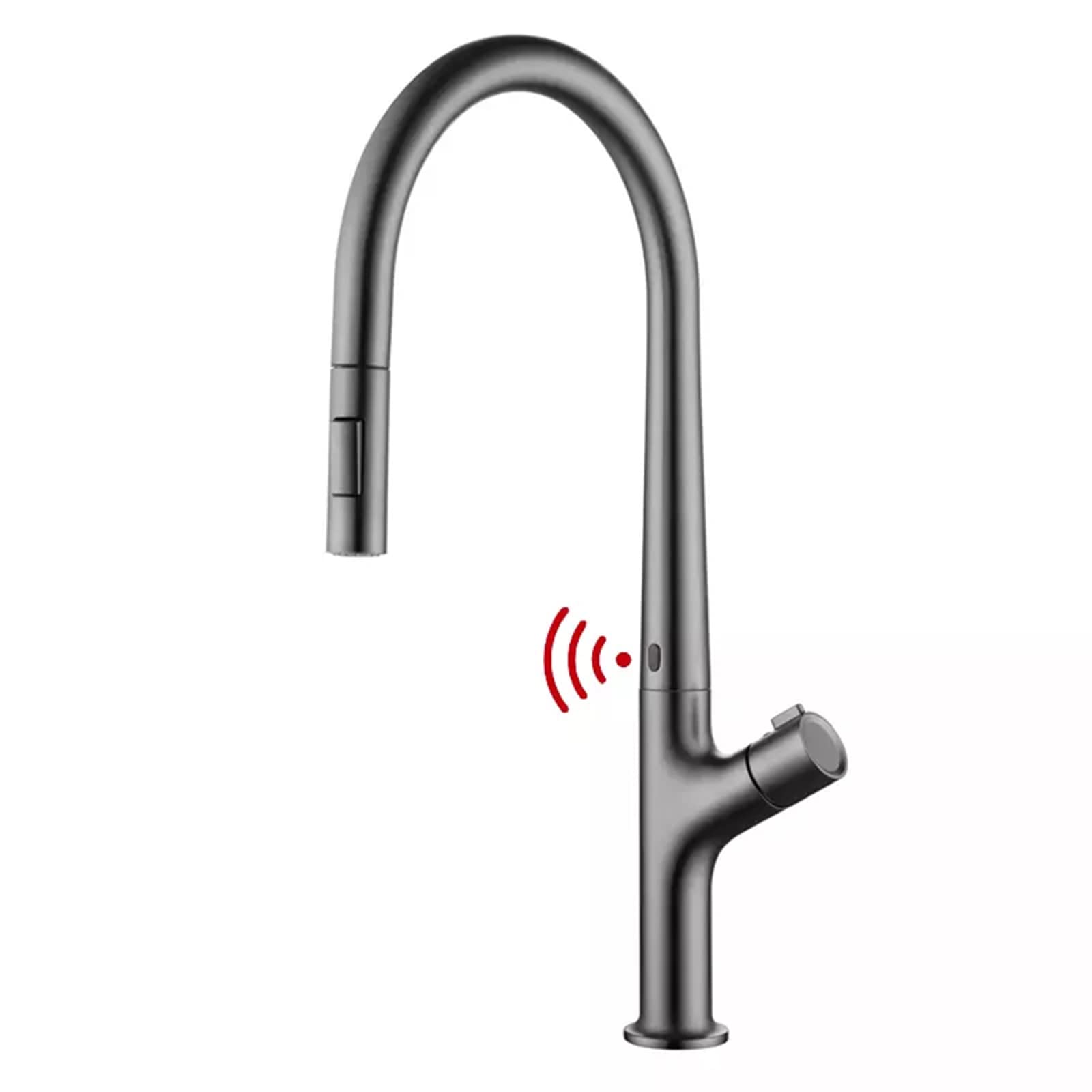 ZYCHSJXA Touchless Sink Faucet - Gun Grey Commercial Automatic Sensor with Pull Down Sprayer, Brass Single Handle Mixer, 2 Spray Modes for Kitchen & Bath