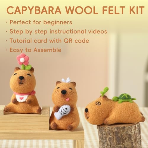 Image of LUDOTEK Needle Felting Kit, 6 PCS Farm Animal Needle Felting Beginner Kits, Wool Felt Needle Felting Tools Foam Pad, Craft Party Supplies for Beginners Adult(6pack Capybara)