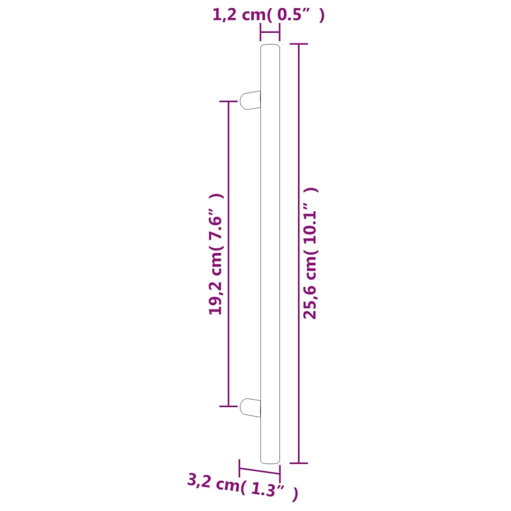 Juego de 20 tiradores dorados para muebles, forma de T, acero inoxidable, 192 mm, distancia entre agujeros, para cajones, puertas, armarios, cómodas, cocina, baño, con tornillos recortables