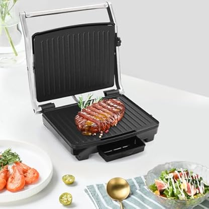 Multifunktional Kontaktgrill Toaster Sandwichtoaster, Optigrill Tragbar antihaftbeschichteter Panini Grill für Sandwiches, Toast, Steaks, Gemüse, bis 250°C – Bild 5