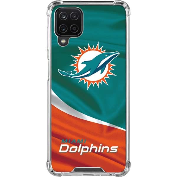 Skinit Clear Phone Case Compatible with Galaxy A12 - Officially Licensed NFL Miami Dolphins Design