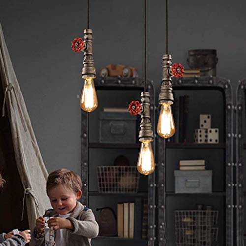 Luz colgante vintage para decoración del hogar con detalles de tubería texturizada 4