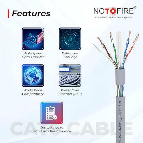 Image of NOTOFIRE Cat6 Ethernet Cable, High Speed 550MHZ / 10 Gigabit Speed UTP LAN Cable, Network Cable Internet Cable RJ45 Cable LAN Wire, Patch Computer Cord Gigabit Category 6 Cable for Modem (100 Meter 2)