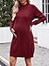 Saodimallsu Womens Maternity Sweater Dress Cable Knit Sexy Bodycon Crew Neck Long Sleeve Fall Mini Sweaters Dresses Wine Red