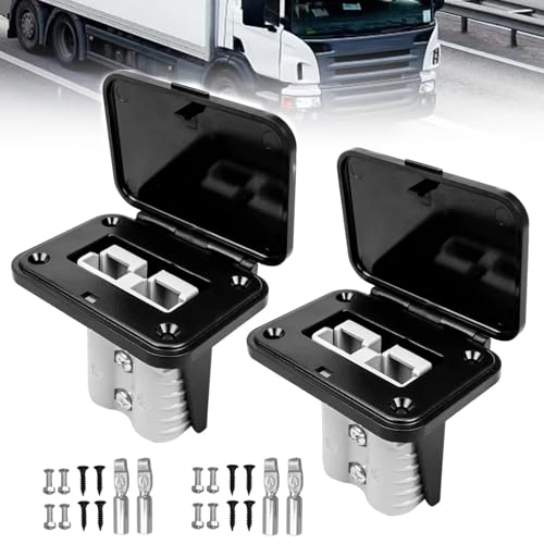 Image of 2Pcs 120A Plug Mounting Panel for Anderson Connectors, Mount Bracket Panel Plug with Dust Cover, Battery Quick Connect/Disconnect Connector Mounting Panel 12-24V DC