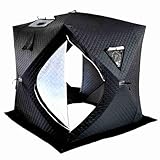 Fafeims Tente de Glace Imperméable, Abri de Pêche sur Glace, Tissu Thermique, Facile à Ouvrir et à Fermer, Portable et Coupe-Vent pour Les Jours Froids (Black)