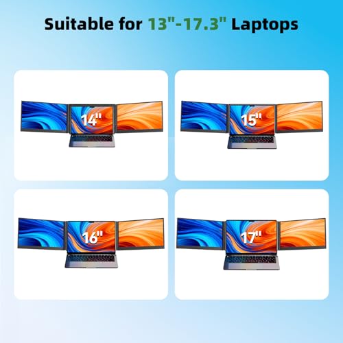 Image of Laptop Screen Extender 15.6 inch, IPS Plug&Play Portable Monitor for Laptop, FHD 1080P Triple Monitor Extender, Ultra-Slim Travel Extended Screen for Business Work Study