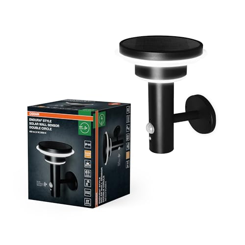 Osram ENDURA Style Solar Außenbeleuchtung, Schwarz, Edelstahl, IP44, Bewegungs- und Tageslichtsensor, solarbetrieben, ideal für Terrassen und Eingänge