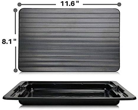 魔法の解凍トレイ解凍プレート アルミ製解凍ボード 迅速かつ自然な方法で電気なしで冷凍食品を解凍する高速解凍プレート、お手入れが簡単。黒