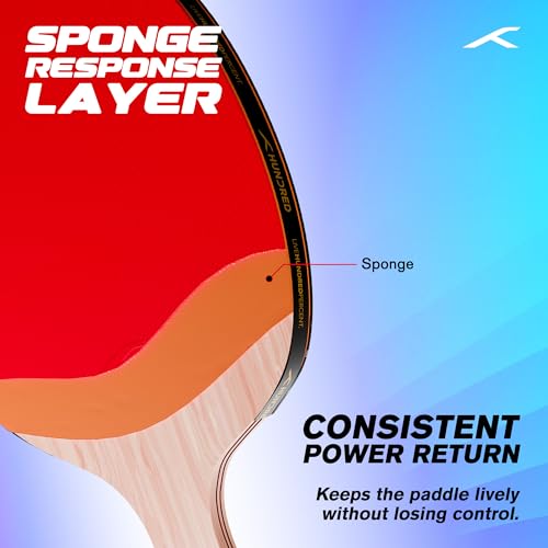 Image of Hundred Force 3 Table Tennis Racket | Control & Spin Focused Paddle | Smooth Handling, Stable Speed | Perfect for Intermediate and Competitive Play - Red /Black