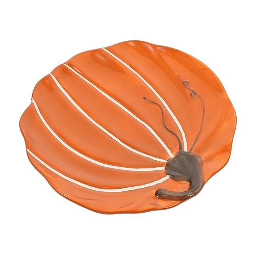 HEALEEP 1pc Hand-painted Pumpkin Dish Plate Home Decor Fall Decor Pumpkin Shaped Dish Serving Pumpkin Dishes Table Pumpkins Stylish Pumpkin Decorations Pumpkin Dish Platter Ceramics Yellow