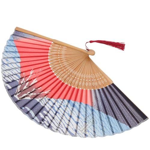 ABOOFAN Abanico Diseño Elegante y Funcional de Mano Plegable de Seda y Estilo Japonés Vintage, Portátil y Adecuado para Accesorios de Fotografía y