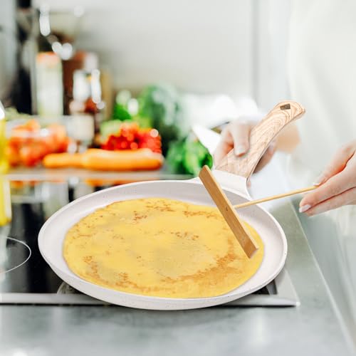 Antihaft Crepe Pfanne, 26cm Pfannkuchen flache Pfanne mit Spreizer, Antihaftbeschichtung Induktion Dosa Tawa Pan für Alle Herd, Induktion kompatibel, PFOA frei (weiß) – Bild 8