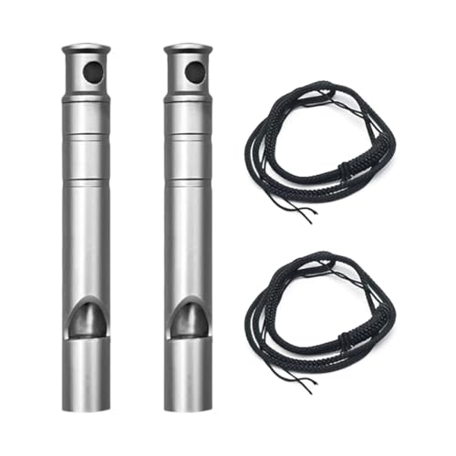 HAZMA 2 Piezas Silbato De Emergencia, De Titanio, Antioxidante, Con Innovador Sistema De Doble Orificio, 120 Db, Alarma, Boquilla Afilada, Para Actividades Al Aire Libre, Acampada, Senderismo