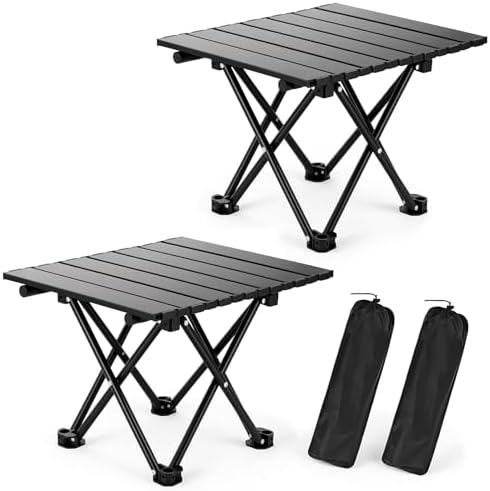 2 Pack Portable Camping Table Foldable, Ultralight Small Folding ...