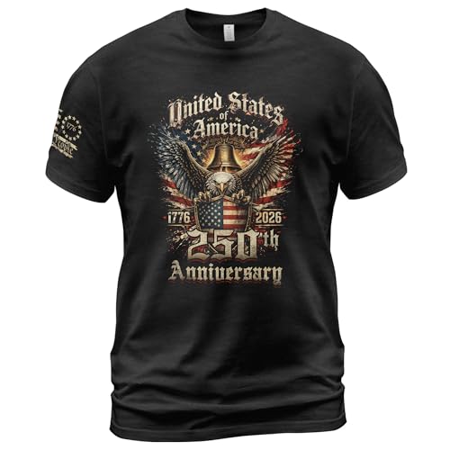 250th Anniversary USA Shirt 1776-2026 250th Anniversary Shirt USA Eagle Graphic Shirts for Men 1 (Black-L)