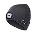 Gorro de punto con botón de presión de luz LED, Bluetooth, plegable, musical