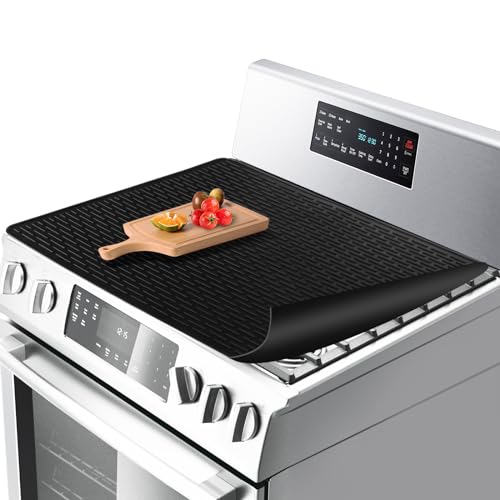 Stove Top Covers Electric Stove Cover, 30 x 20.86 Inch Silicone Stove Top Protector,Silicone Stove Mat,Heat Resistant Flat RV Range Stovetop Protector(Black) (Black)