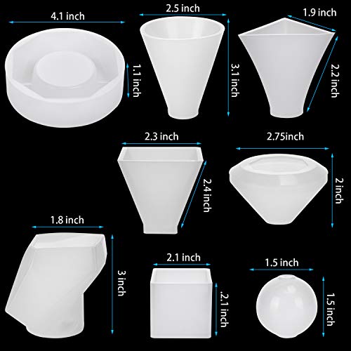 Epoxy Silicone Resin Molds Set, 32Pieces Clear Resin Casting Molds Includs Pyramid/Diamond/Cubic/Stone Shape/Sphere/Triangular Pyramid/Conical and Hexagon Ashtray Mold for DIY Craft Home Decor
