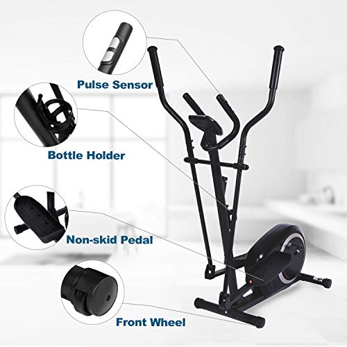 Elliptical Training Machine with LCD Monitor Full-Body Workout Magnetic Resistance Flywheel Indoor Fitness Exercise Machine Smooth Quiet Trainer for Home Use Cardio Elliptical Machine, E420 (black)