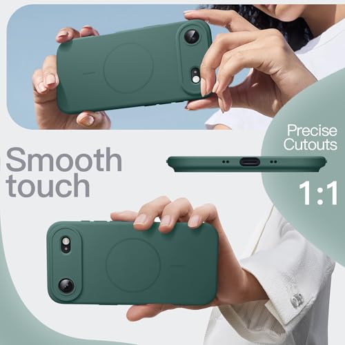 Image of JETech Magnetic Silicone Case for iPhone Air, Midnight Green | Compatible with MagSafe, Silky Soft Touch, Full Camera Lens Protection, Shock Absorbing Phone Cover