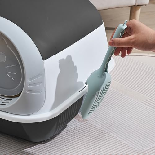 Caja sanitaria cerrada para gatos de plástico con pala miniatura 4