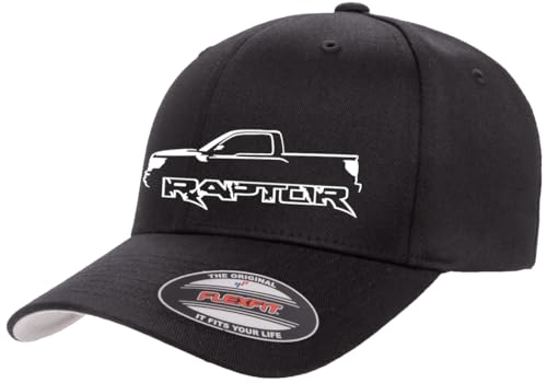 2010-14 Ford SVT Raptor F150 Truck Outline Design Flexfit 6277 Athletic Baseball Fitted Hat Cap Black S/M