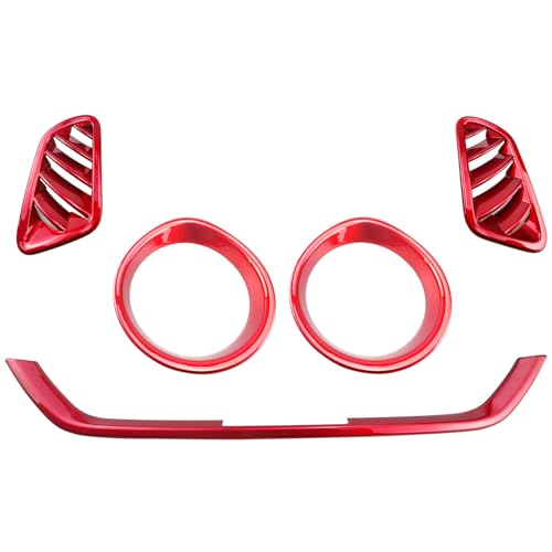 for Kia Forte 2019-2024 Interior Dashboard A/C Panel Trim Cover Left Right Air Conditioner Outlet Vent Decoration Rings Center Console Airconditioning Decor Frame Accessories (red)