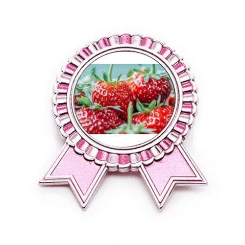 Broche rose en métal de qualité médaille photographique fraises M