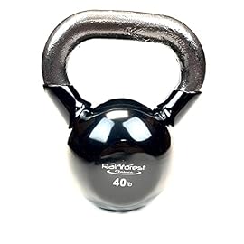 Rainforest Basics Vinyl Coated Cast Iron Kettlebell Weight 40LB Black color