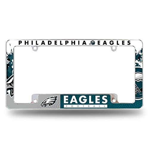 Rico Industries NFL Philadelphia Eagles Primary 12 x 6 Chrome All Over Automotive License Plate Frame for Car/Truck/SUV