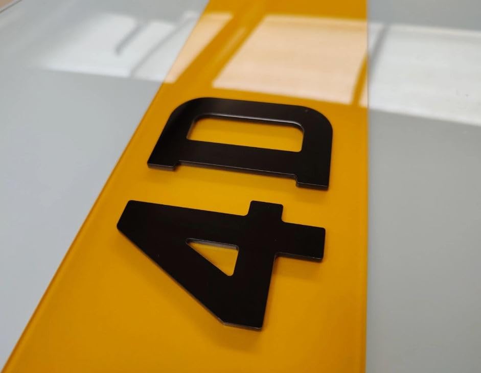 4d Acrylic Black Number Plate Letters - 6 7 12 14 Digits - Self Stick On 4D acrylic Letters (6)