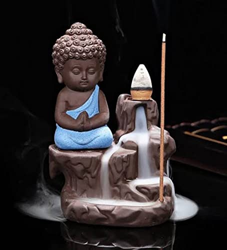 Resin Buddha Smoke Fountain Backflow Statue with 10 Incense Cones (Pack of 1 Piece)