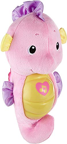 Image of Fisher-Price Musical Baby Toy, Soothe & Glow Seahorse, Plush Sound Machine with Lights & Volume Control for Newborns, Pink