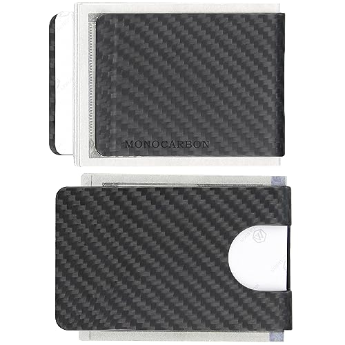 MONOCARBON 2in1 Carbon Fiber Money&Credit Card Clip,RFID Blocking Wide Credit Card&Cash Holder for Men Front Pocket