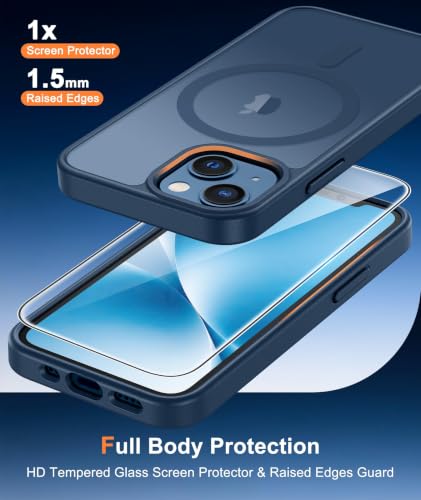 Image of FNTCASE for iPhone 13 mini /12 mini Case Blue: Magnetic Translucent Matte