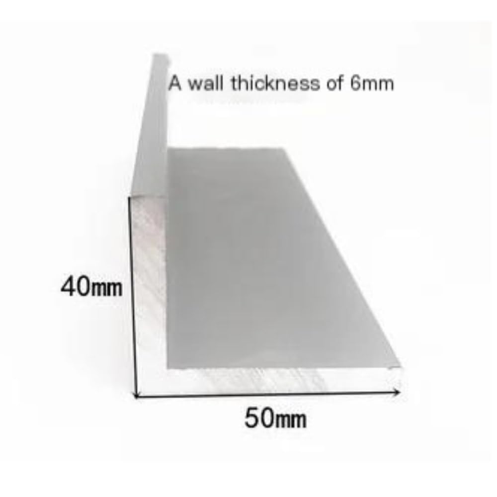 Aluminium-L-förmiges Winkelprofil, 40 x 50 6 mm, Aluminiumlegierungsprofil, rechtwinkliges Blech, L-förmiges Alu-Blech for Robotik-Projekte, 1 Stück(500mm)