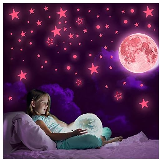 LUISTUL 1100 Pcs Glow in The Dark Stars Wall Stickers, Glowing Ceiling Decals with The Moon, Stars, Fairies, Unicorns, and dots for Kids Bedroom Any Room, Shining Space Decoration
