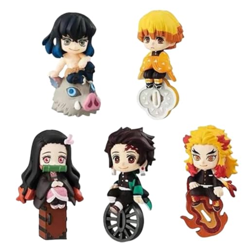 Image of Blue Aura Anime Action Figure Set of 5 Height- 7cm Multicolour PVC | Demon Wheel Set