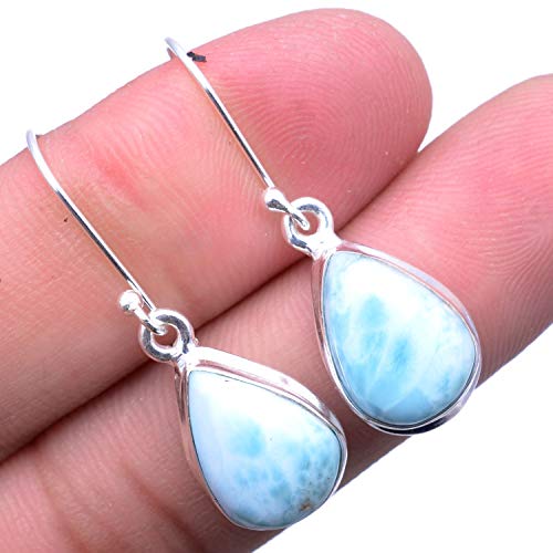 Silver Palace Solid 925 Sterling Silver Natural Larimar Gemstone Drop Dangle Earrings For Womens2