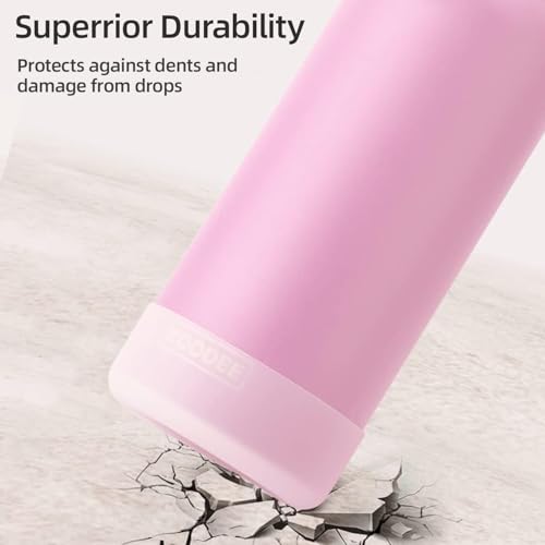 Image of koodee Water Bottle with Straw 32 oz Stainless Steel Double Wall Vacuum Insulated Wide Mouth Water Flask Reusable Metal Sports Water Bottle (Pink)