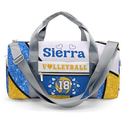 zaaprintblanket Duffel Bags Blue Green Gold Volleyball Waterproof Sport Gym Travel Perform Bag Custom Training Bag with Name
